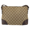 GUCCI GG Canvas Shoulder Bag Beige Silver 114273 Auth 157746-2