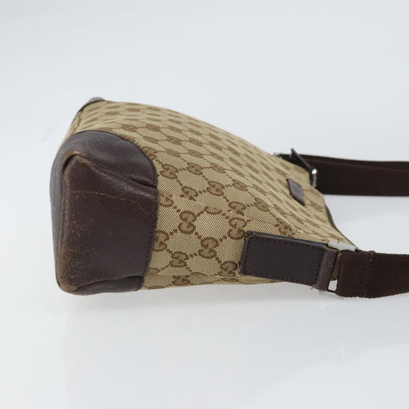 GUCCI GG Canvas Shoulder Bag Beige Silver 114273 Auth 157746
