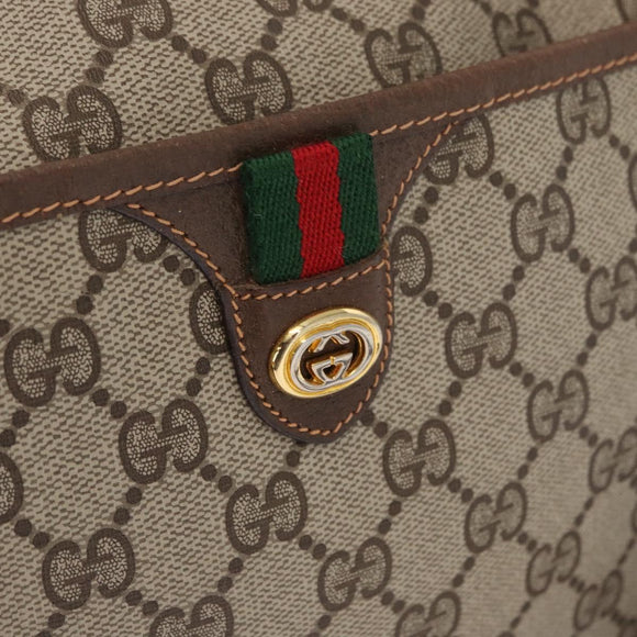 GUCCI GG Supreme Web Sherry Line Bag PVC Beige Gold 89 02 077 Auth 157750