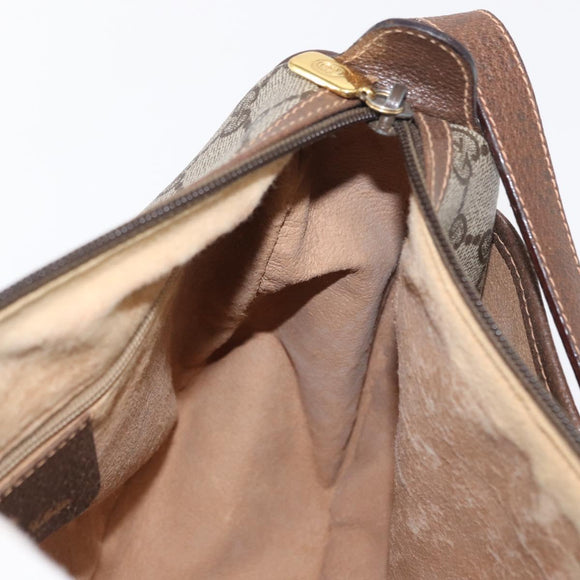 GUCCI GG Supreme Web Sherry Line Bag PVC Beige Gold 89 02 077 Auth 157750