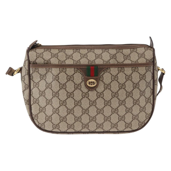 GUCCI GG Supreme Web Sherry Line Bag PVC Beige Gold 89 02 077 Auth 157750
