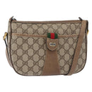 GUCCI GG Supreme Web Sherry Line Bag PVC Beige Gold 14 02 032 Auth 157751-1