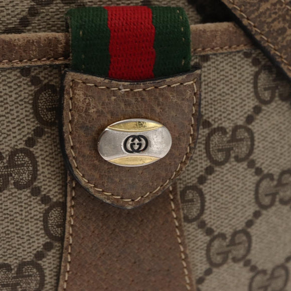 GUCCI GG Supreme Web Sherry Line Bag PVC Beige Gold 14 02 032 Auth 157751