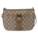 GUCCI GG Supreme Web Sherry Line Bag PVC Beige Gold 14 02 032 Auth 157751-2