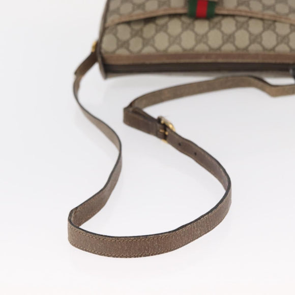 GUCCI GG Supreme Web Sherry Line Bag PVC Beige Gold 14 02 032 Auth 157751