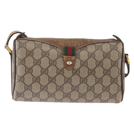 GUCCI GG Supreme Web Sherry Line Bag PVC Beige Gold 89 02 018 Auth 157752 - 0