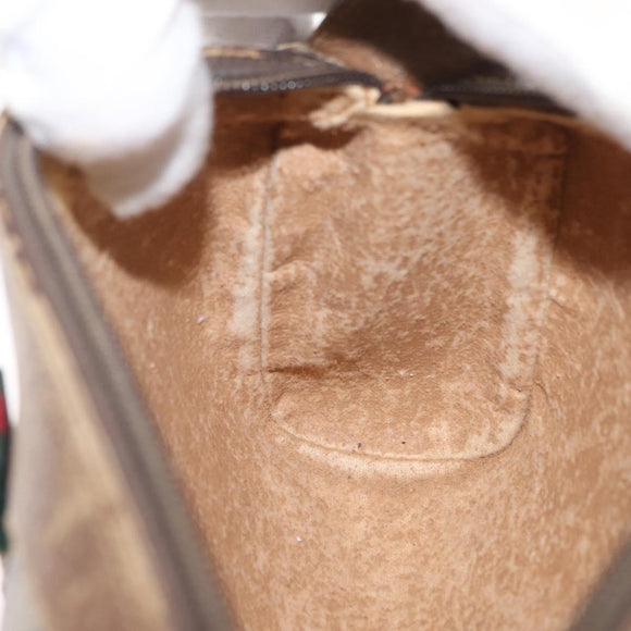 GUCCI GG Supreme Web Sherry Line Bag PVC Beige Gold 89 02 018 Auth 157752