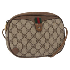 GUCCI GG Supreme Web Sherry Line Bag PVC Beige Gold 89 02 066 Auth 157753