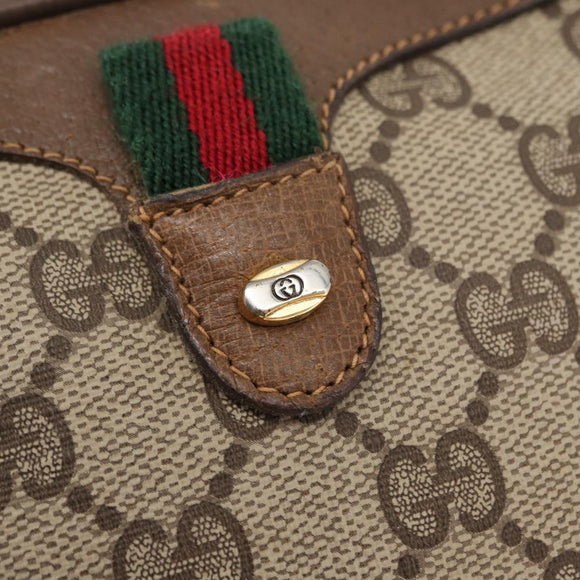 GUCCI GG Supreme Web Sherry Line Bag PVC Beige Gold 89 02 066 Auth 157753