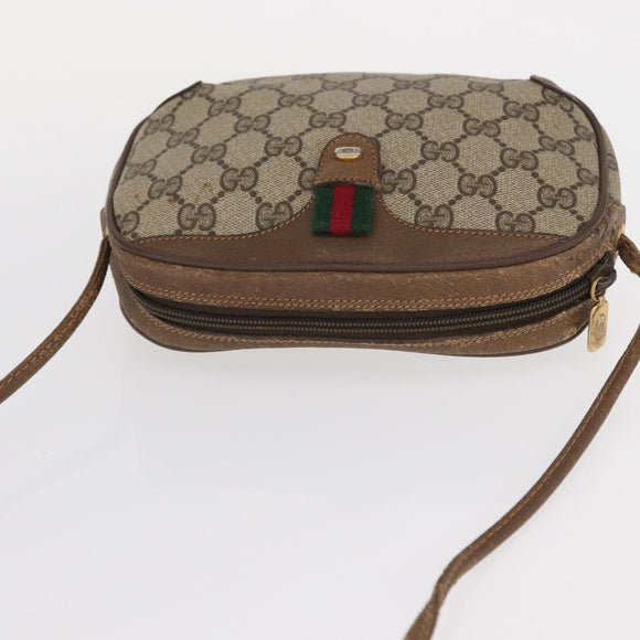 GUCCI GG Supreme Web Sherry Line Bag PVC Beige Gold 89 02 066 Auth 157753