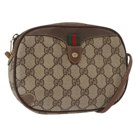 GUCCI GG Supreme Web Sherry Line Bag PVC Beige Gold 156 02 066 Auth 157754