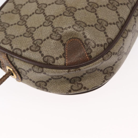GUCCI GG Supreme Web Sherry Line Bag PVC Beige Gold 156 02 066 Auth 157754