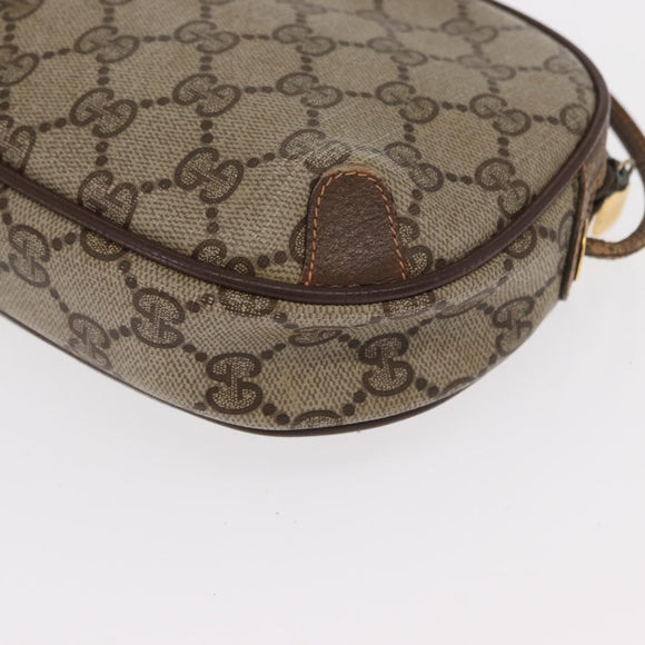 GUCCI GG Supreme Web Sherry Line Bag PVC Beige Gold 156 02 066 Auth 157754