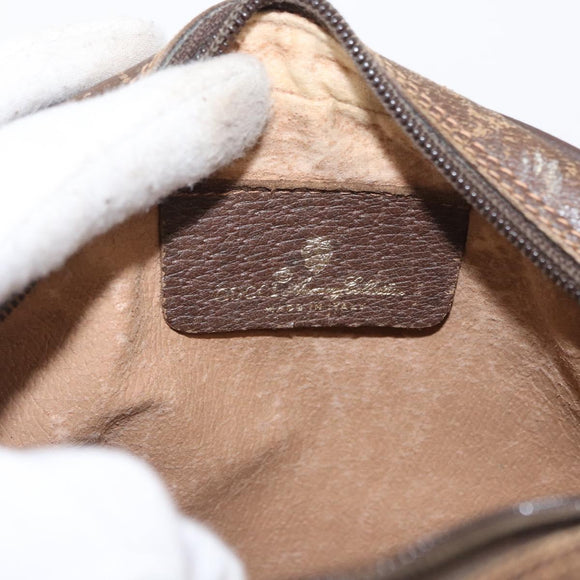 GUCCI GG Supreme Web Sherry Line Bag PVC Beige Gold 156 02 066 Auth 157754