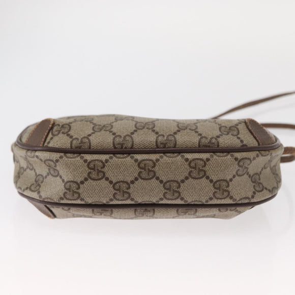 GUCCI GG Supreme Web Sherry Line Bag PVC Beige Gold 156 02 066 Auth 157754