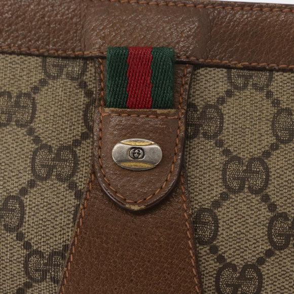 GUCCI GG Supreme Web Sherry Line Clutch Bag PVC Beige Red 89 01 032 Auth 157755