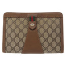 GUCCI GG Supreme Web Sherry Line Clutch Bag PVC Beige Red 89 01 032 Auth 157755-13