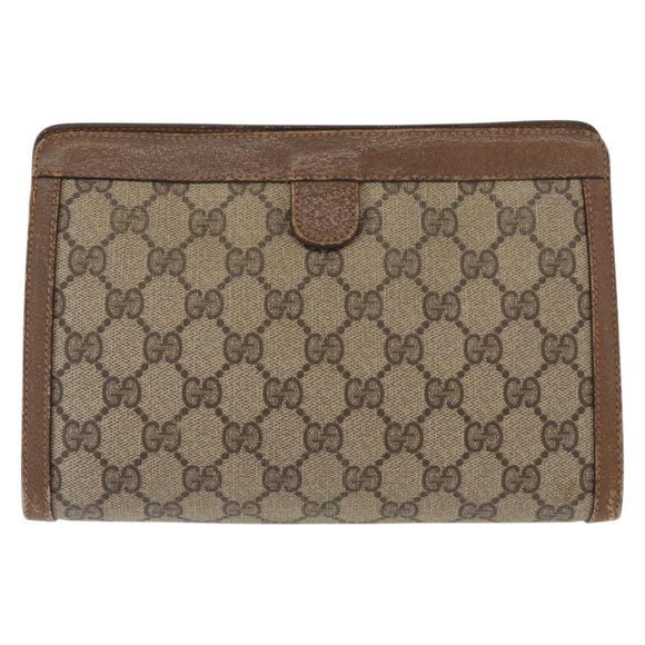 GUCCI GG Supreme Web Sherry Line Clutch Bag PVC Beige Red 89 01 032 Auth 157755