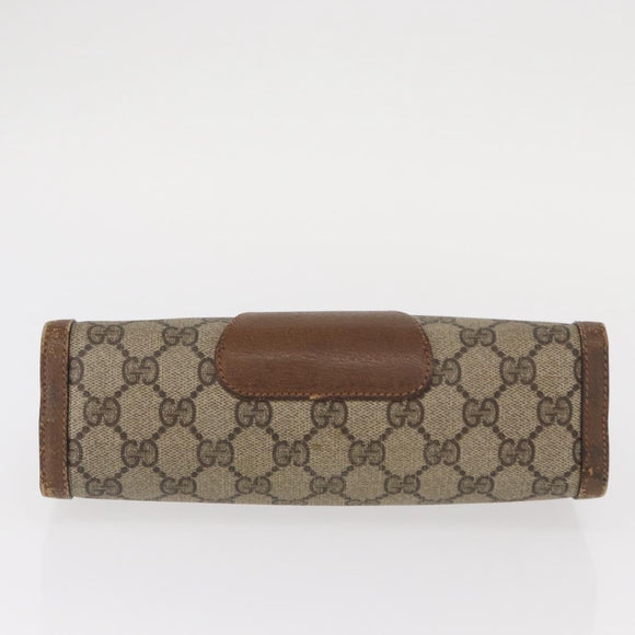 GUCCI GG Supreme Web Sherry Line Clutch Bag PVC Beige Red 89 01 032 Auth 157755