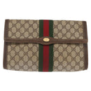 GUCCI GG Supreme Web Sherry Line Bag PVC Beige Red 67 014 3087 Auth 157756-2