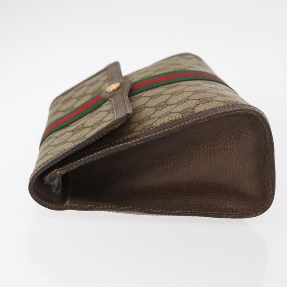 GUCCI GG Supreme Web Sherry Line Bag PVC Beige Red 67 014 3087 Auth 157756