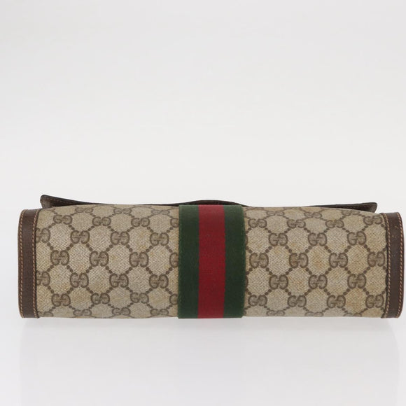 GUCCI GG Supreme Web Sherry Line Bag PVC Beige Red 67 014 3087 Auth 157756