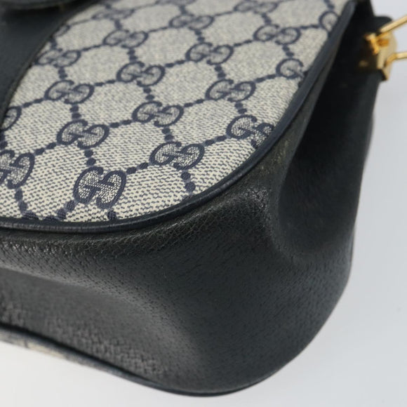 GUCCI GG Supreme Sherry Line Bag PVC Navy Gold Red 10 02 024 Auth 157757