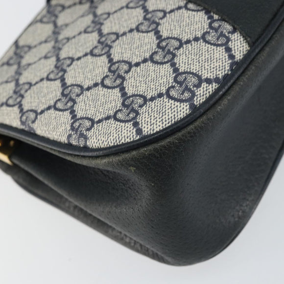 GUCCI GG Supreme Sherry Line Bag PVC Navy Gold Red 10 02 024 Auth 157757