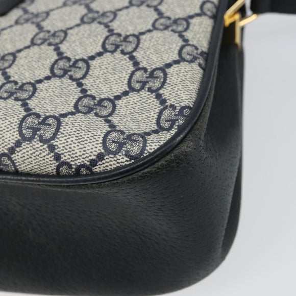 GUCCI GG Supreme Sherry Line Bag PVC Navy Gold Red 10 02 024 Auth 157757