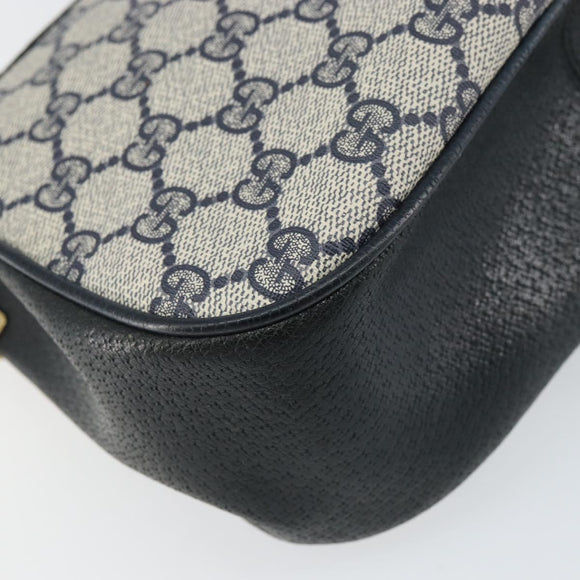 GUCCI GG Supreme Sherry Line Bag PVC Navy Gold Red 10 02 024 Auth 157757