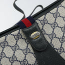 GUCCI GG Supreme Sherry Line Bag PVC Navy Gold Red 10 02 024 Auth 157757-14