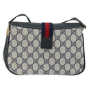 GUCCI GG Supreme Sherry Line Bag PVC Navy Gold Red 10 02 024 Auth 157757-3