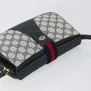 GUCCI GG Supreme Sherry Line Bag PVC Navy Gold Red 10 02 024 Auth 157757-6