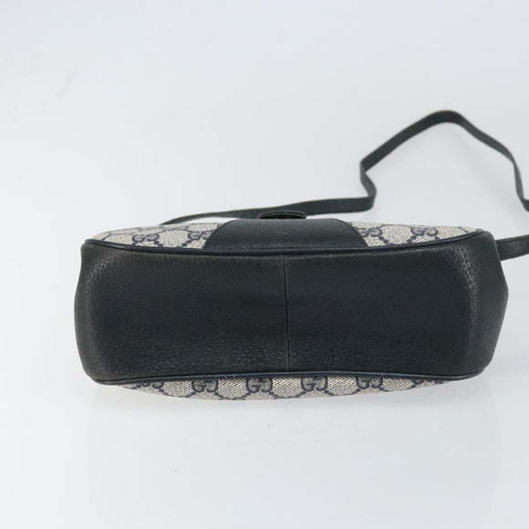 GUCCI GG Supreme Sherry Line Bag PVC Navy Gold Red 10 02 024 Auth 157757