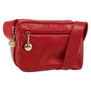 GUCCI Shoulder Bag Leather Red Gold Auth 157758-1