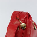 GUCCI Shoulder Bag Leather Red Gold Auth 157758-16