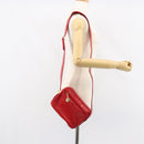 GUCCI Shoulder Bag Leather Red Gold Auth 157758-24
