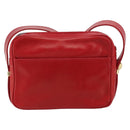 GUCCI Shoulder Bag Leather Red Gold Auth 157758-3