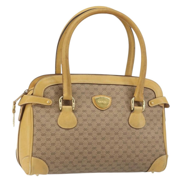 GUCCI Micro GG Supreme Hand Bag PVC Beige Gold 000 106 1325 Auth 157759