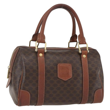 CELINE Macadam Canvas Hand Bag PVC Leather Brown Gold Auth 157761