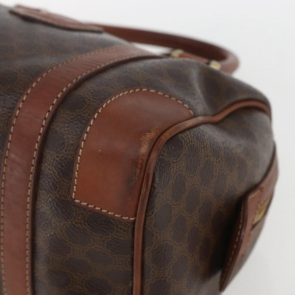 CELINE Macadam Canvas Hand Bag PVC Leather Brown Gold Auth 157761