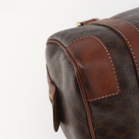CELINE Macadam Canvas Hand Bag PVC Leather Brown Gold Auth 157761
