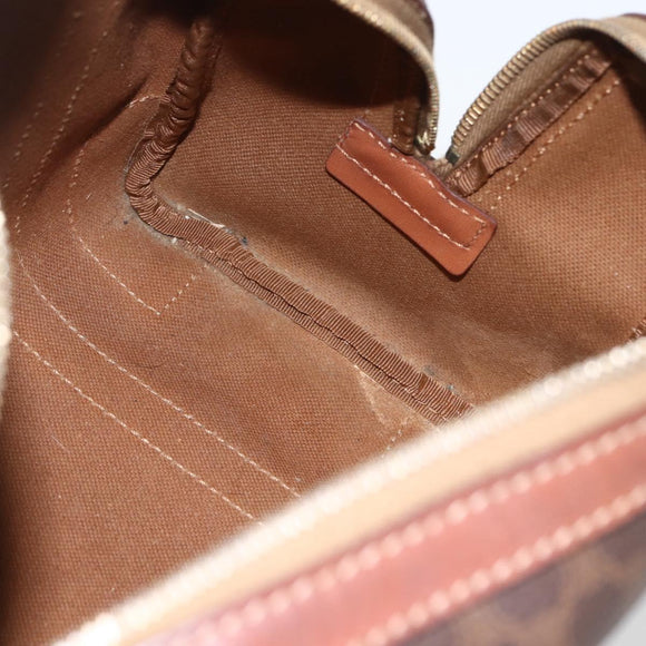 CELINE Macadam Canvas Hand Bag PVC Leather Brown Gold Auth 157761