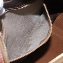 CELINE Macadam Canvas Hand Bag PVC Leather Brown Gold Auth 157761-11