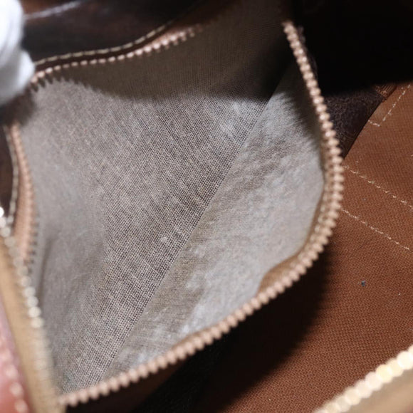 CELINE Macadam Canvas Hand Bag PVC Leather Brown Gold Auth 157761