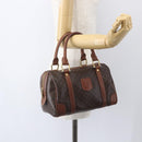 CELINE Macadam Canvas Hand Bag PVC Leather Brown Gold Auth 157761-21