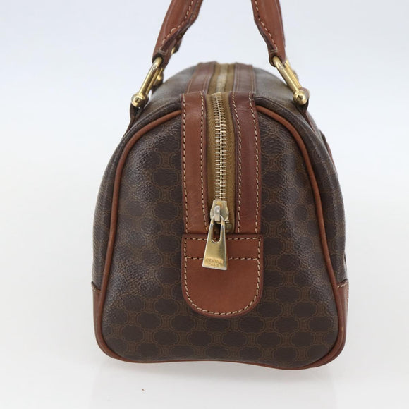 CELINE Macadam Canvas Hand Bag PVC Leather Brown Gold Auth 157761