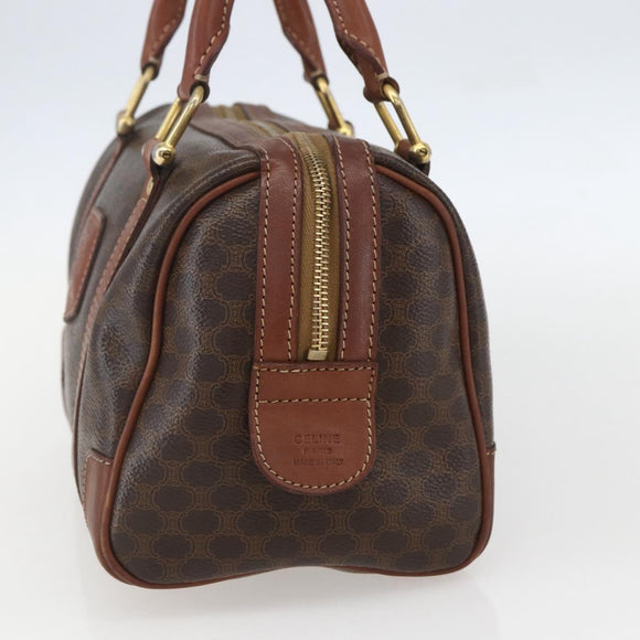 CELINE Macadam Canvas Hand Bag PVC Leather Brown Gold Auth 157761