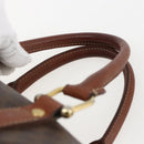 CELINE Macadam Canvas Hand Bag PVC Leather Brown Gold Auth 157761-8