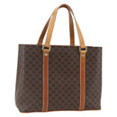 CELINE Macadam Canvas Hand Bag PVC Leather Brown Gold Auth 157762-1